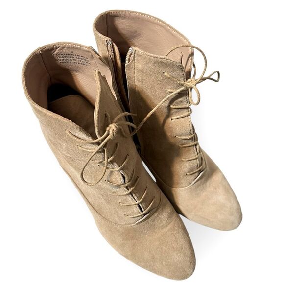 ABLE Condori Lace-Up Suede Boots in Almond Leather Lining Ethically Made in Peru - Picture 6 of 12